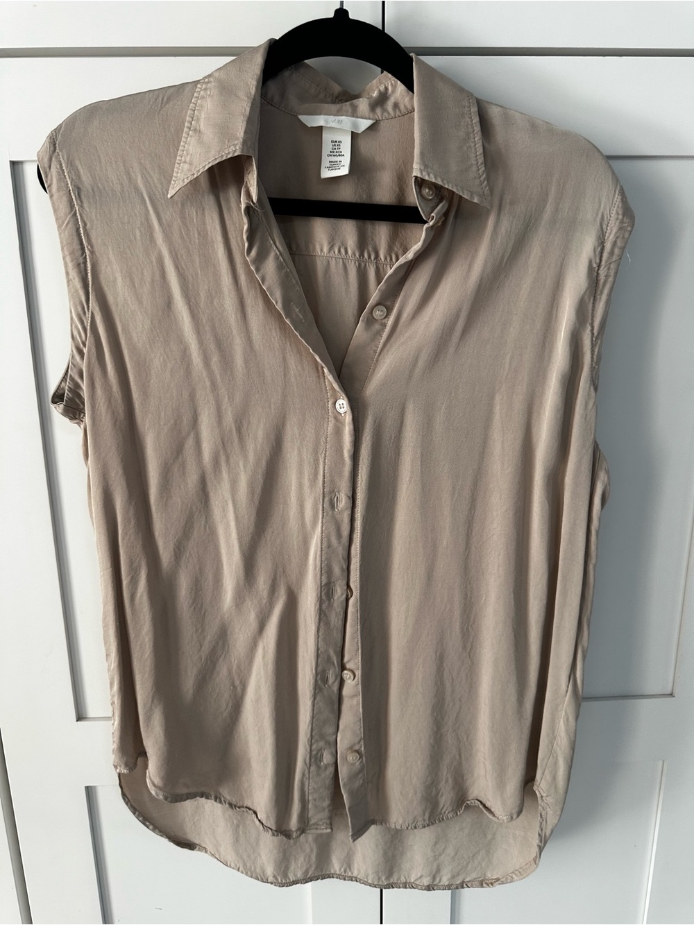 H&M Sleeveless Satin Shell in Light Taupe